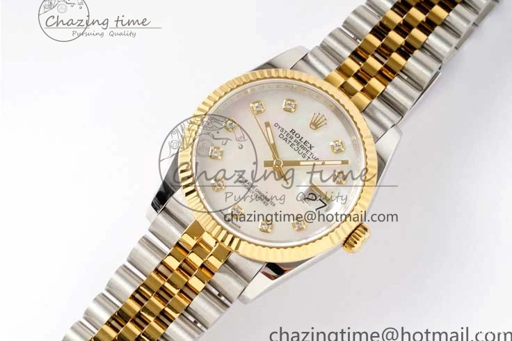 MiroTime 0311 GoodFit DateJust 36 SS YG DIWF 1:1 Best Edition 904L Steel White MOP Diamonds Dial on Jubilee Bracelet SA 2324